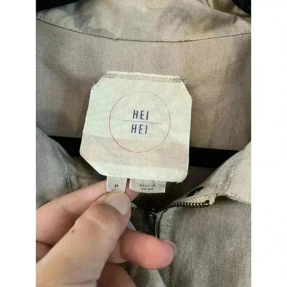 Hei Hei Anthropologie Women’s Linen Cotton Jacket Cargo Pockets Camo Size Medium - Picture 5 of 5